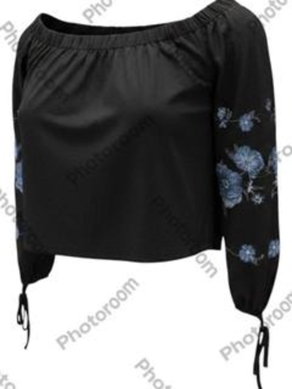 American Eagle Black Blue Women's Off-Shoulder Top XS Black